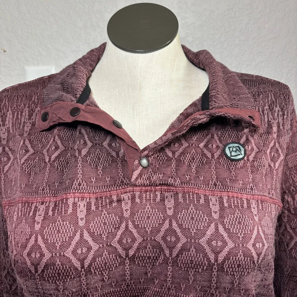Avalanche‎ Outdoor Supply Womens Burgundy Geometric Fleece Pullover Large